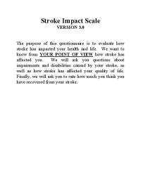 Stroke Impact Scale Version 3.0: Self-Assessment Questionnaire for Stroke Survivors