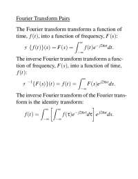 Fourier Transform Pairs