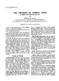 Detection of Urinary Tract Proteins: Tamm-Horsfall Mucoprotein and Others in Normal Urine