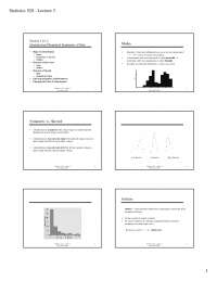 Statistics 528 Lecture 3: Graphical and Numerical Summaries of Data