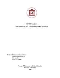 SWOT Analysis: Pac resources, Inc: A case study in HR ...