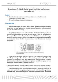 Single Radial Immunodiffusion and Immuno- electrophoresis