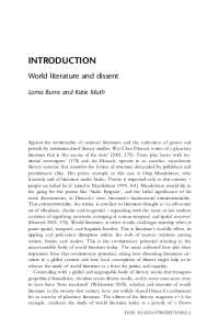 World Literature and Dissent: A Planetary Approach to Literary Resistance