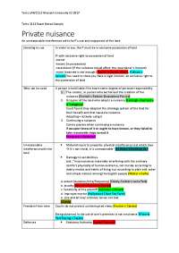 Monash University Torts LAW1113 Exam Notes: Private Nuisance, Negligence, and Remedies
