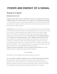 POWER AND ENERGY OF A SIGNAL | Exercises Physics | Docsity