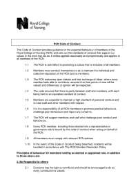 RCN Code of Conduct: Guiding Members' Behaviour and Ethics