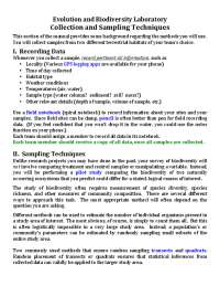 Techniques for Evolution and Biodiversity Lab: Transects & Quadrats