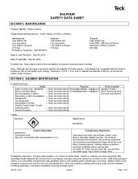 Safety Data Sheet for Sulphur: Handling, Storage, and Exposure Controls