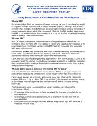 Body Mass Index: Considerations for Practitioners