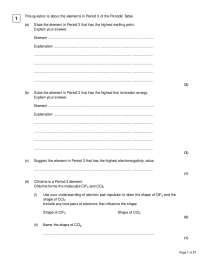 Shapes of ClF3 and CCl2 Molecules & Ionization Energies of Cl, S, and Na