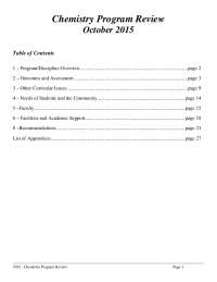 Chemistry Program Review