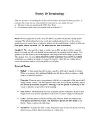 Poetry 10: Terminology and Techniques