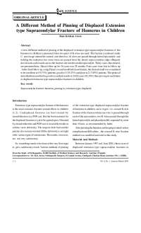 New Method for Pinning Supracondylar Fractures in Children: Study by Ram Krishan Arora