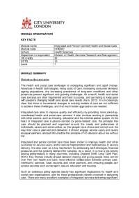 Integrated and Person-Centred Health & Social Care: Concepts, Models, & Policy