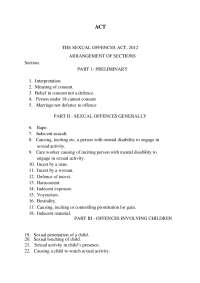 Sexual Offences Act 2012: Provisions on Sexual Abuse, Consent, and Child Protection