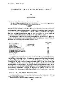 Medical Staff of Queen Victoria: Physicians, Surgeons, and Apothecaries (1837-1930)