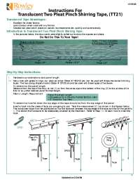 Instructions for Using Translucent Two Pleat Pinch Shirring Tape (TT21) for Drapery Panels