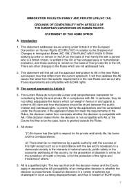 European Convention on Human Rights: Immigration Rules and Family Life