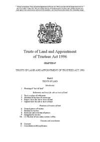 Trusts of Land and Appointment of Trustees Act 1996: Changes and Updates as of May 2022