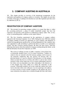 The History and Regulation of Company Auditors in Australia