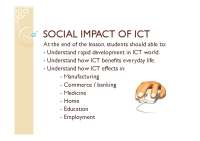 ICT and Its Social Impact: A Comprehensive Overview