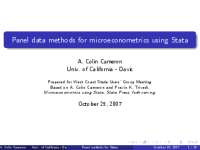 Panel data methods for microeconometrics using Stata