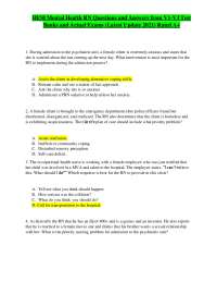 HESI Mental Health RN Questions and Answers from V1-V3 Test Banks and Actual Exams (Latest