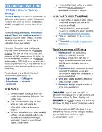 Technical Writing Notes Lesson 1-4