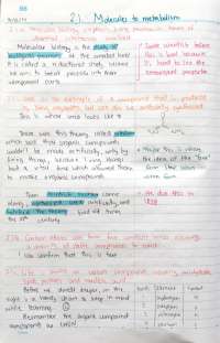 Molecules to metabolism | Study notes Enzymes and Metabolism | Docsity
