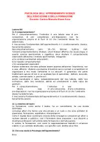 Psicologia dell'apprendimento domande aperte Ecampus