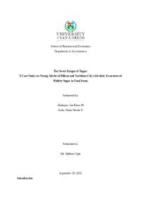 The Sweet Danger of Sugar:  A Case Study on Young Adults of Biliran and Tacloban City with