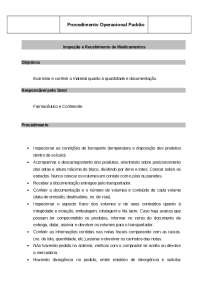 Inspeção e Recebimento de Medicamentos