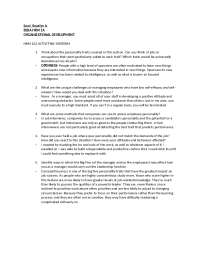Personality Traits and Organizational Development: A HRM Perspective - Prof. Saw