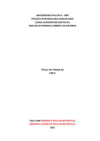 Modelo pré formatado pim 3 análise e desenvolvimento de sistemas