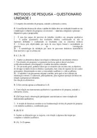Questionário sobre métodos de pesquisa: Respostas e explicações