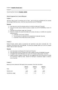 Management accounting assignment