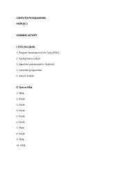 Exercise in Computer Programming Module 2