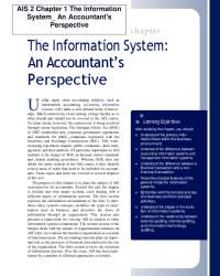 AIS 2 Chapter 1 The Information System An Accountant's Perspective ...
