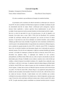 Ciclos Econômicos e Formação do Território Brasileiro