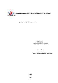 Trabalho de Recursos Humanos II: Elaboração de Eduarda Stanzani Cavalcanti