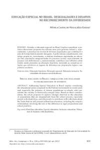 Educação Especial no Brasil: Desigualdades e Desafios no Reconhecimento da Diversidade