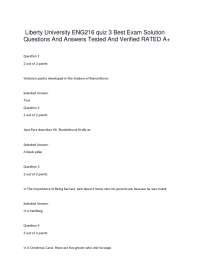 Liberty University ENG216 quiz 3 Best Exam Solution Questions And Answers Tested And Veri