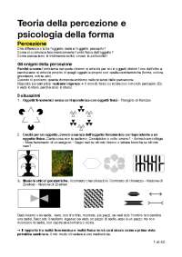 Appunti di "teoria della percezione e psicologia della forma" (docente: Anna Rebeschini)