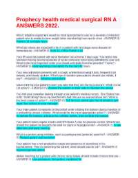 Prophecy health medical surgical RN A ANSWERS 2022.