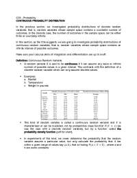 Probability Distributions of Continuous Random Variables