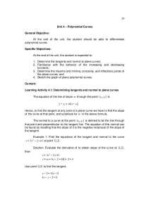 Determining Tangents, Maxima, Minima and Inflection Points of Plane Curves