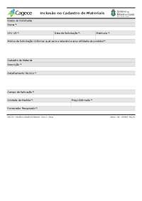 Manual de Inclusão em Cadastro de Materiais