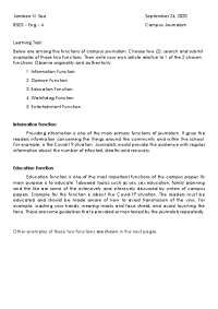 Functions on Campus Journalism
