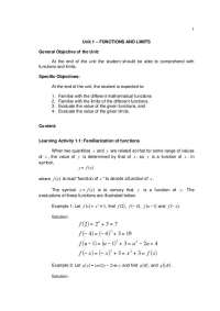 Functions and limits