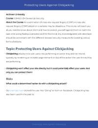 Protecting Users Against Clickjacking